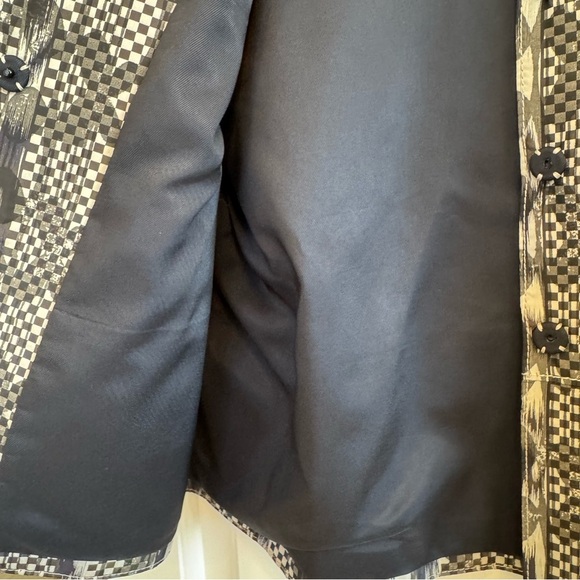 Piazza Sempione Jacket Batik Print Silver Black Buttons Gold Flecks EU 44/US 12 - Picture 5 of 10